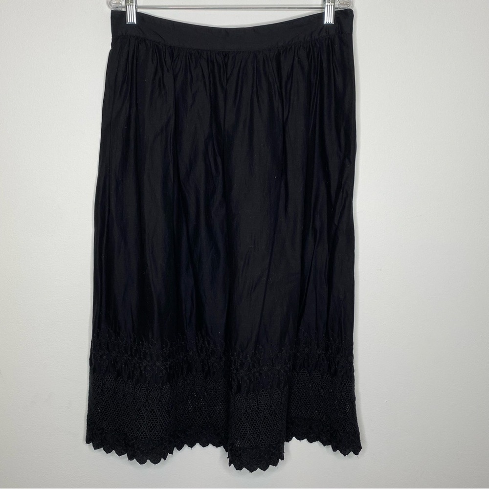 GAP Black Eyelet Cotton Midi Skirt - Picture 3 of 11